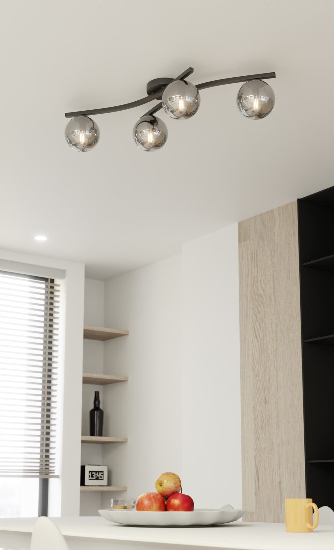 Deckenleuchte Sonnet 4 in Schwarz, Graphit, 4-flammig