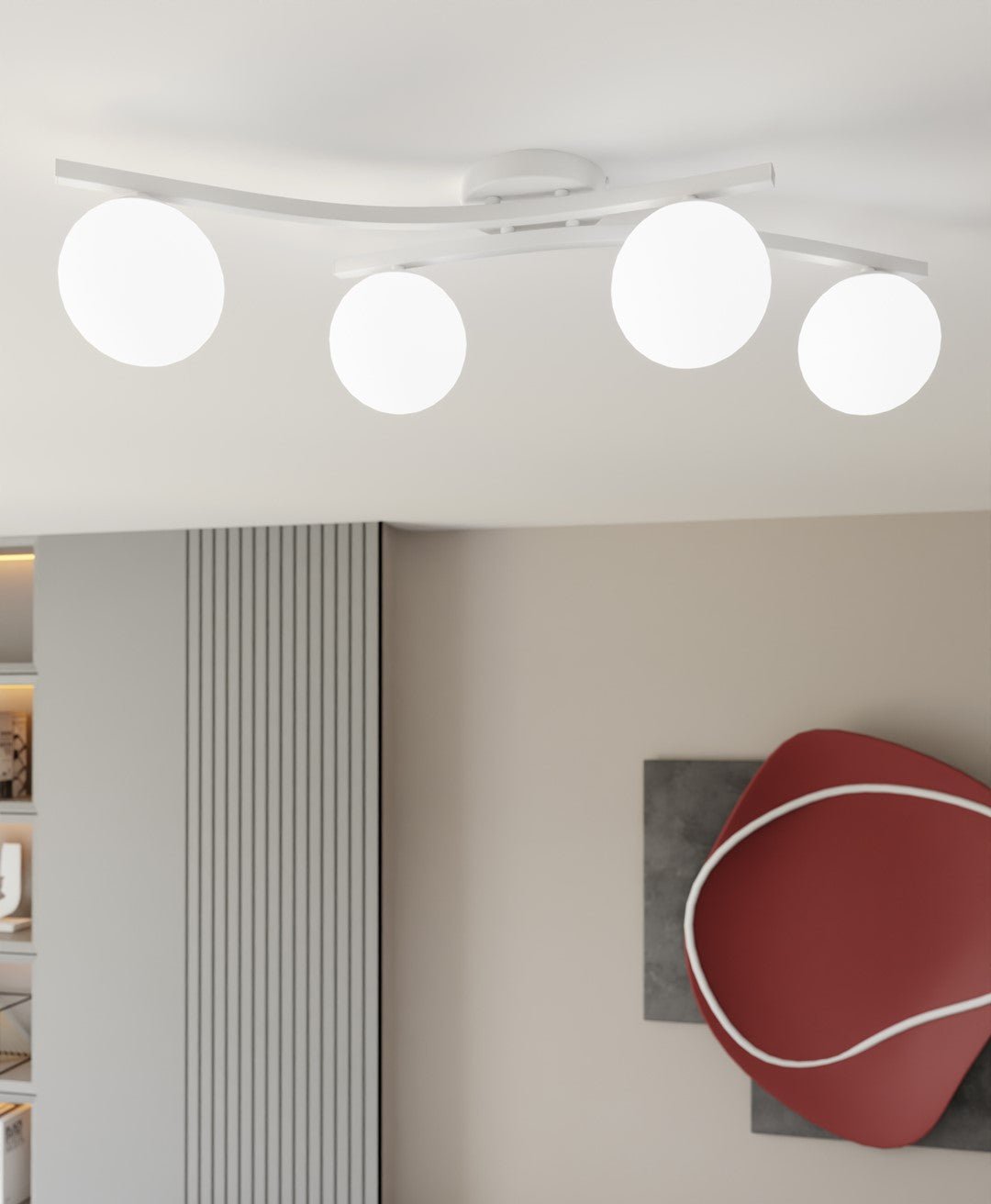 Deckenleuchte Sonnet 4 in Weiß, 4-flammig