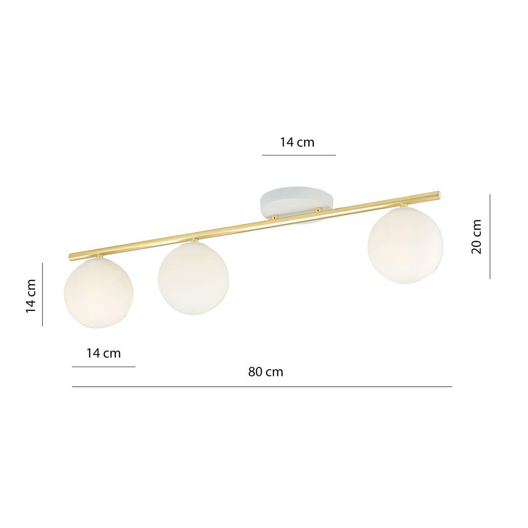 Deckenleuchte Spirit 3 in Weiß, Gold, 3-flammig