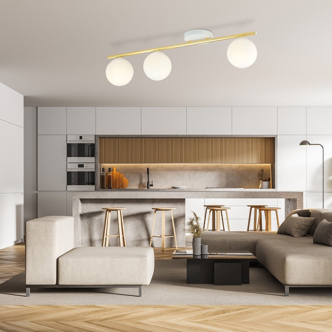 Deckenleuchte Spirit 3 in Weiß, Gold, 3-flammig