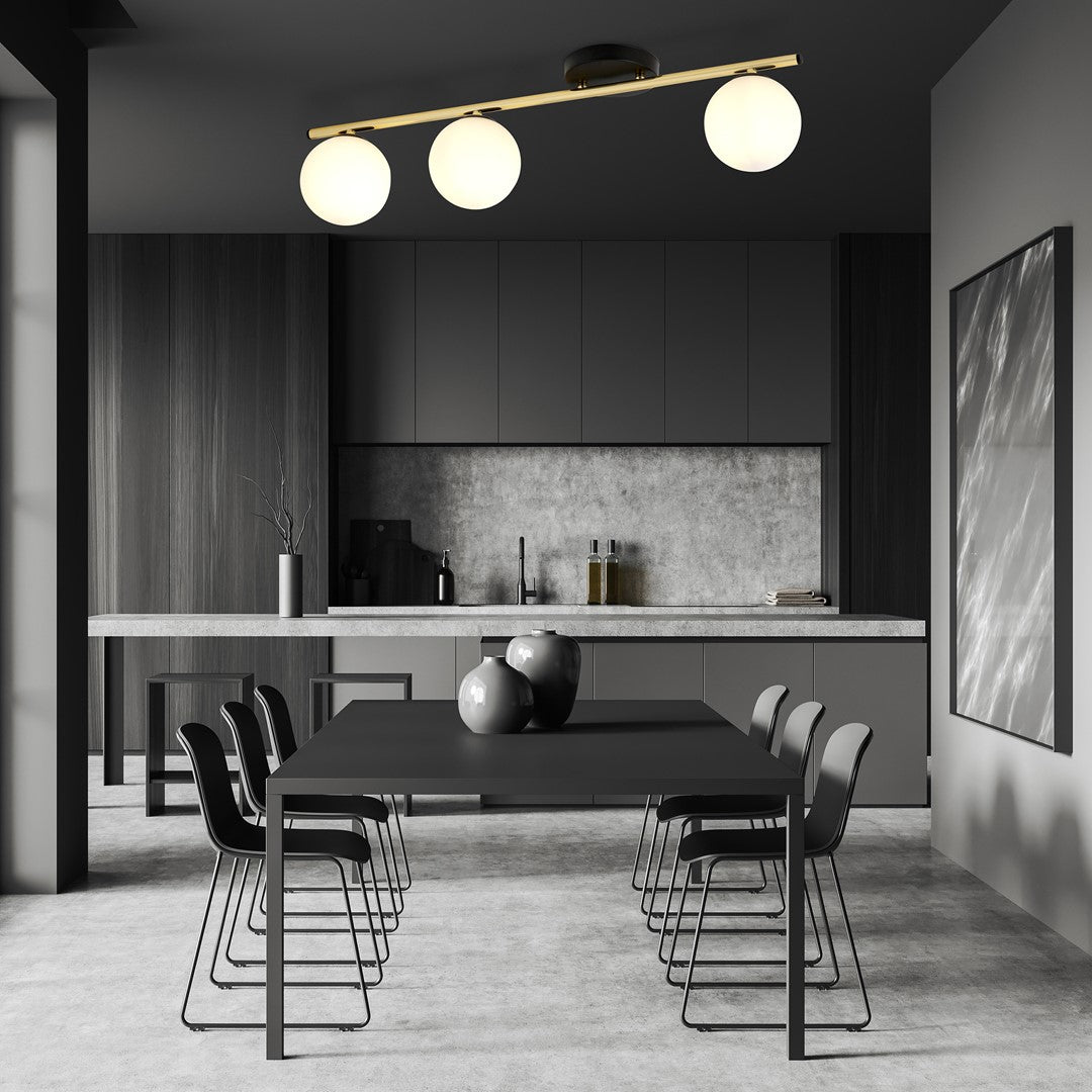 Deckenleuchte Spirit 3 in Schwarz, Gold, Weiß, 3-flammig