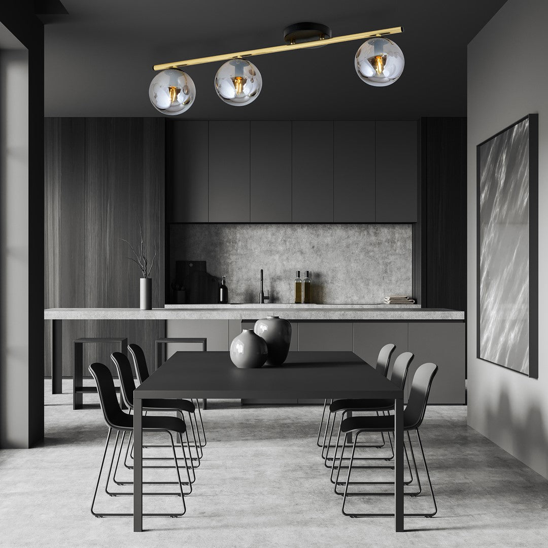 Deckenleuchte Spirit 3 in Schwarz, Gold, Graphit, 3-flammig