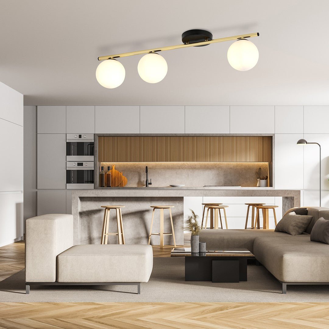 Deckenleuchte Spirit 3 in Schwarz, Gold, Weiß, 3-flammig