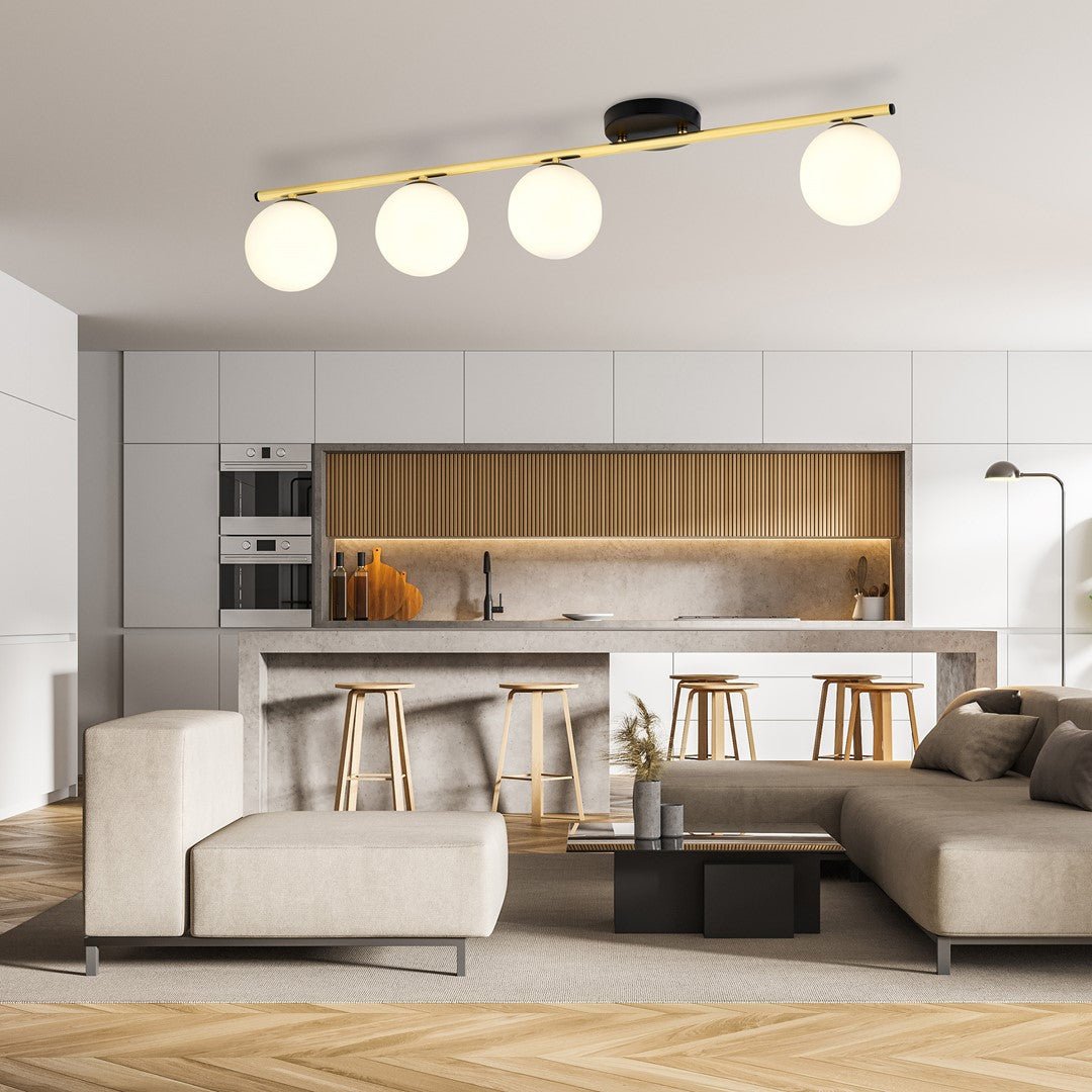 Deckenleuchte Spirit 4 in Schwarz, Gold, Weiß, 4-flammig