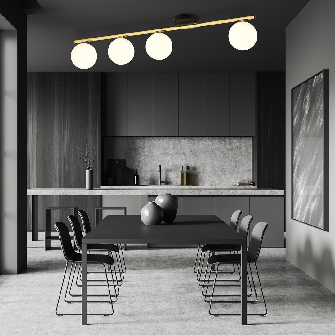 Deckenleuchte Spirit 4 in Schwarz, Gold, Weiß, 4-flammig