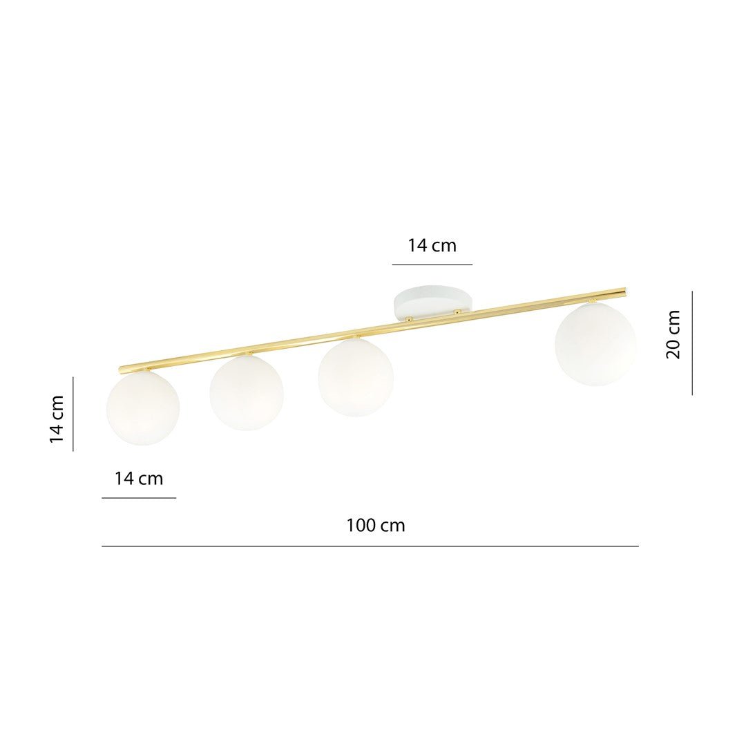 Deckenleuchte Spirit 4 in Weiß, Gold, 4-flammig