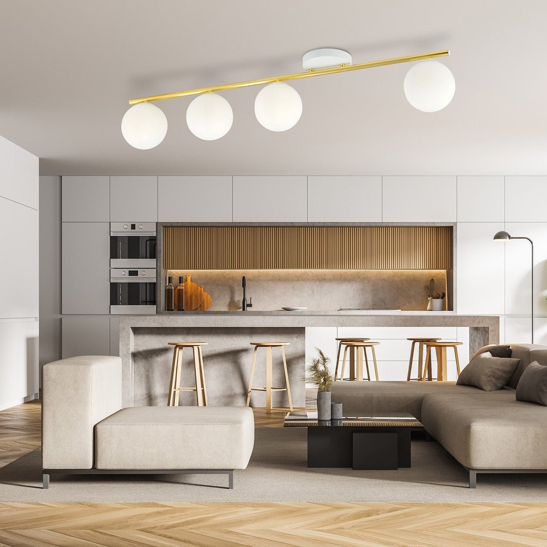 Deckenleuchte Spirit 4 in Weiß, Gold, 4-flammig