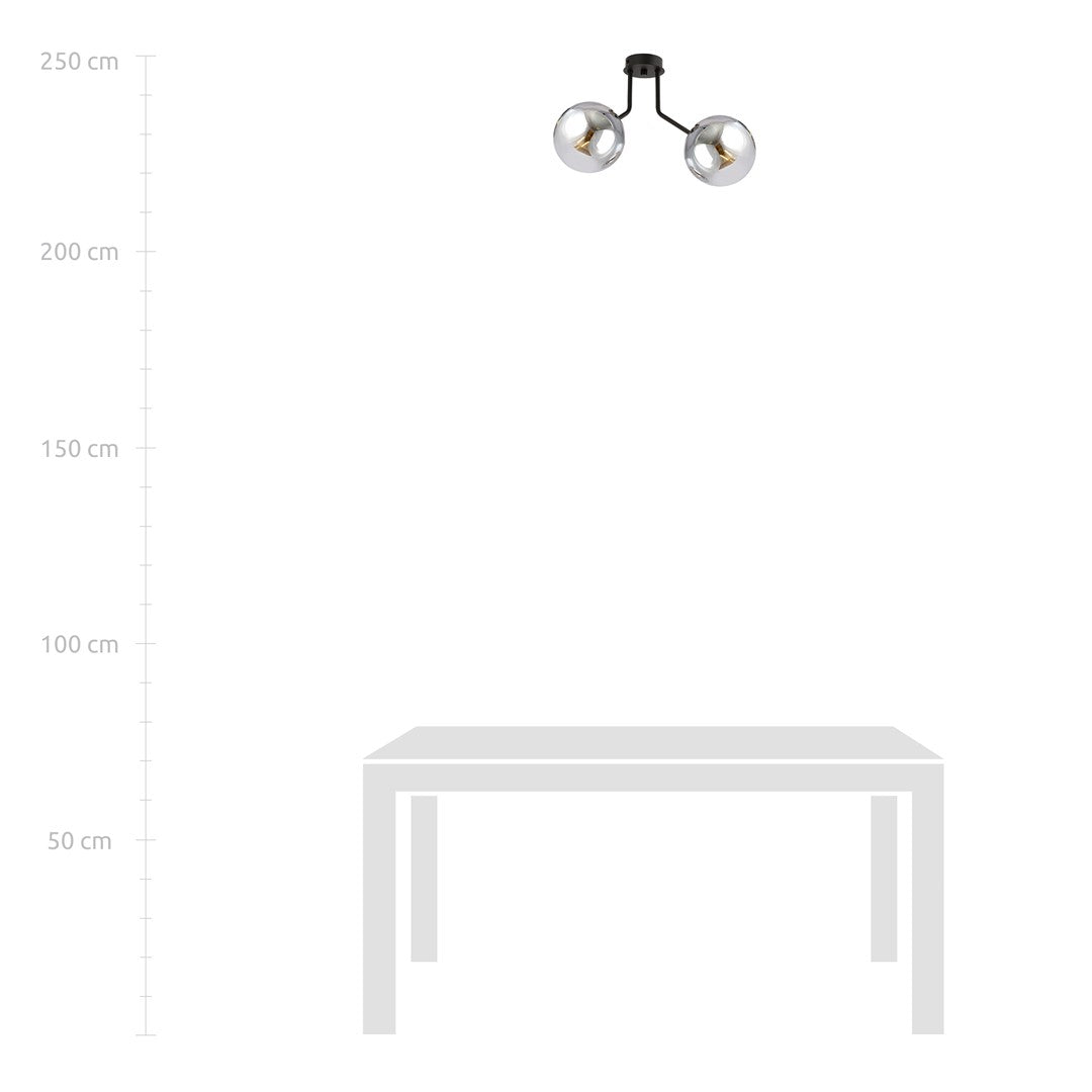 Deckenleuchte Stellar 2 in Schwarz, Graphit, 2-flammig