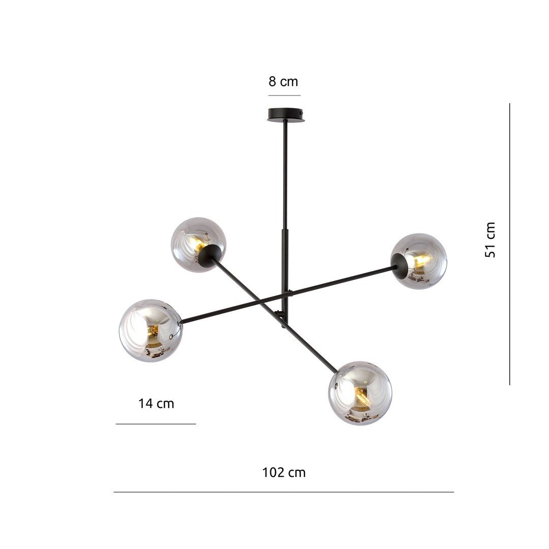 Deckenleuchte Trace 4 in Schwarz, Graphit, 4-flammig