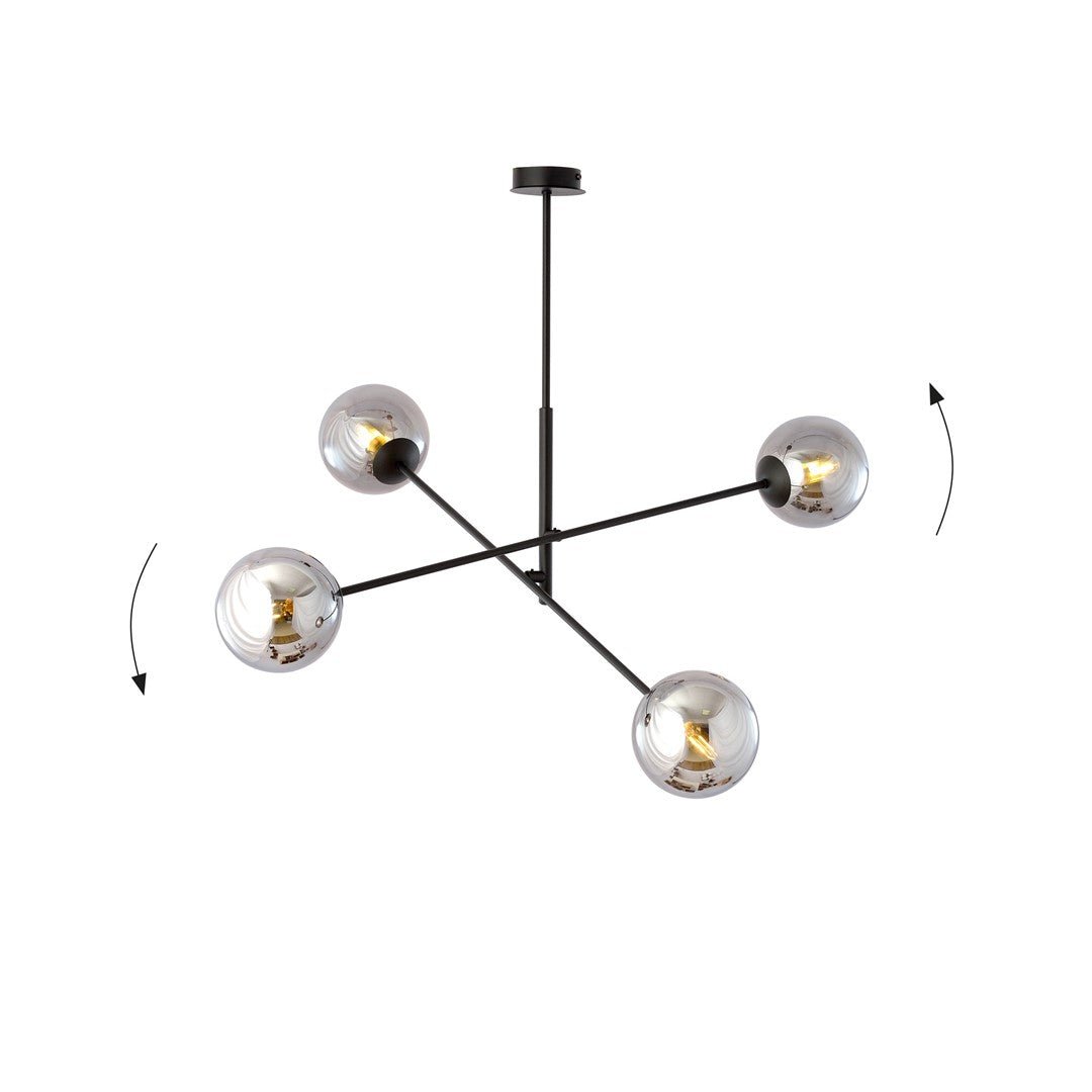 Deckenleuchte Trace 4 in Schwarz, Graphit, 4-flammig