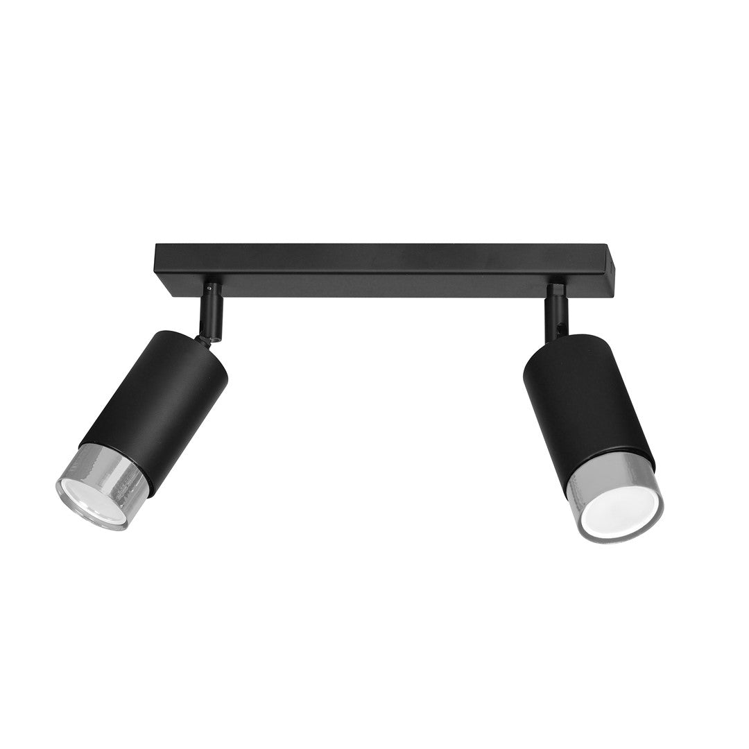 Deckenleuchte Vallant 2 in Schwarz, Silber, 2-flammig