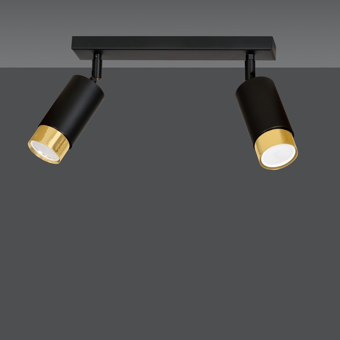 Deckenleuchte Vallant 2 in Schwarz, Gold, 2-flammig
