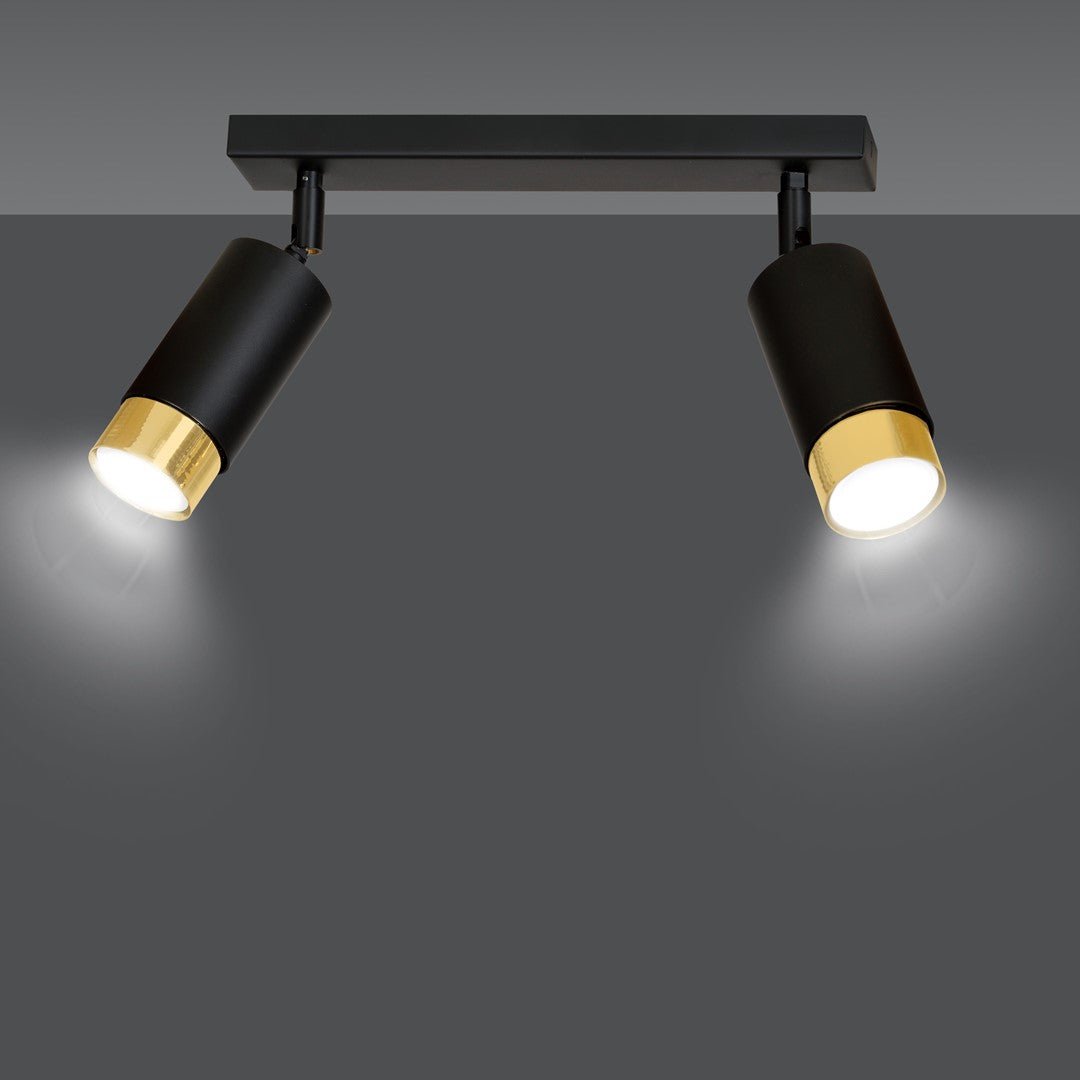 Deckenleuchte Vallant 2 in Schwarz, Gold, 2-flammig