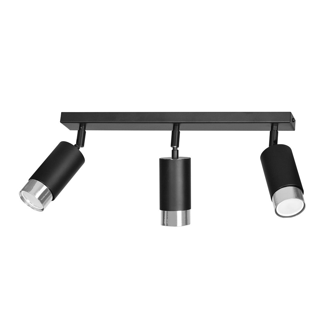 Deckenleuchte Vallant 3 in Schwarz, Silber, 3-flammig
