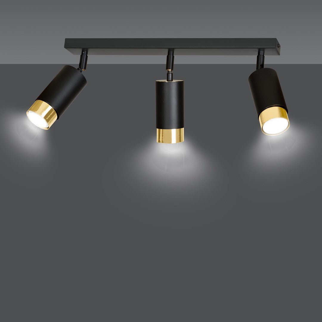 Deckenleuchte Vallant 3 in Schwarz, Gold, 3-flammig