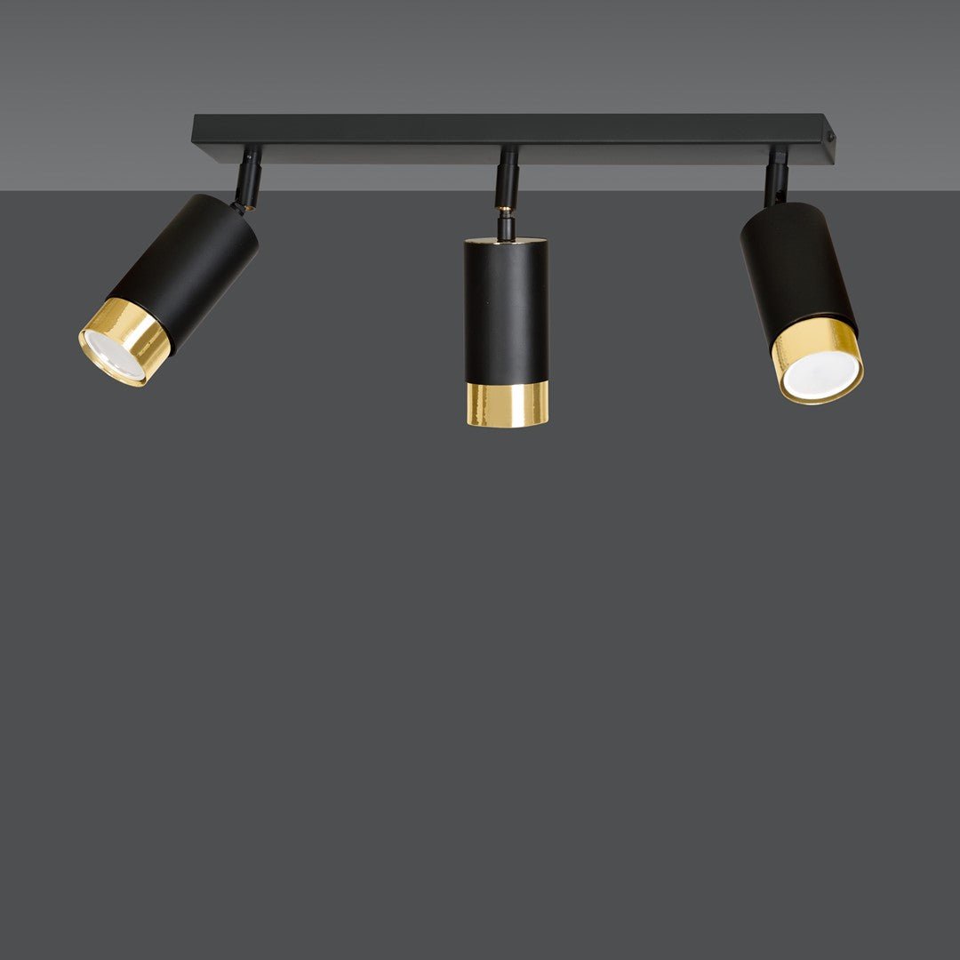 Deckenleuchte Vallant 3 in Schwarz, Gold, 3-flammig
