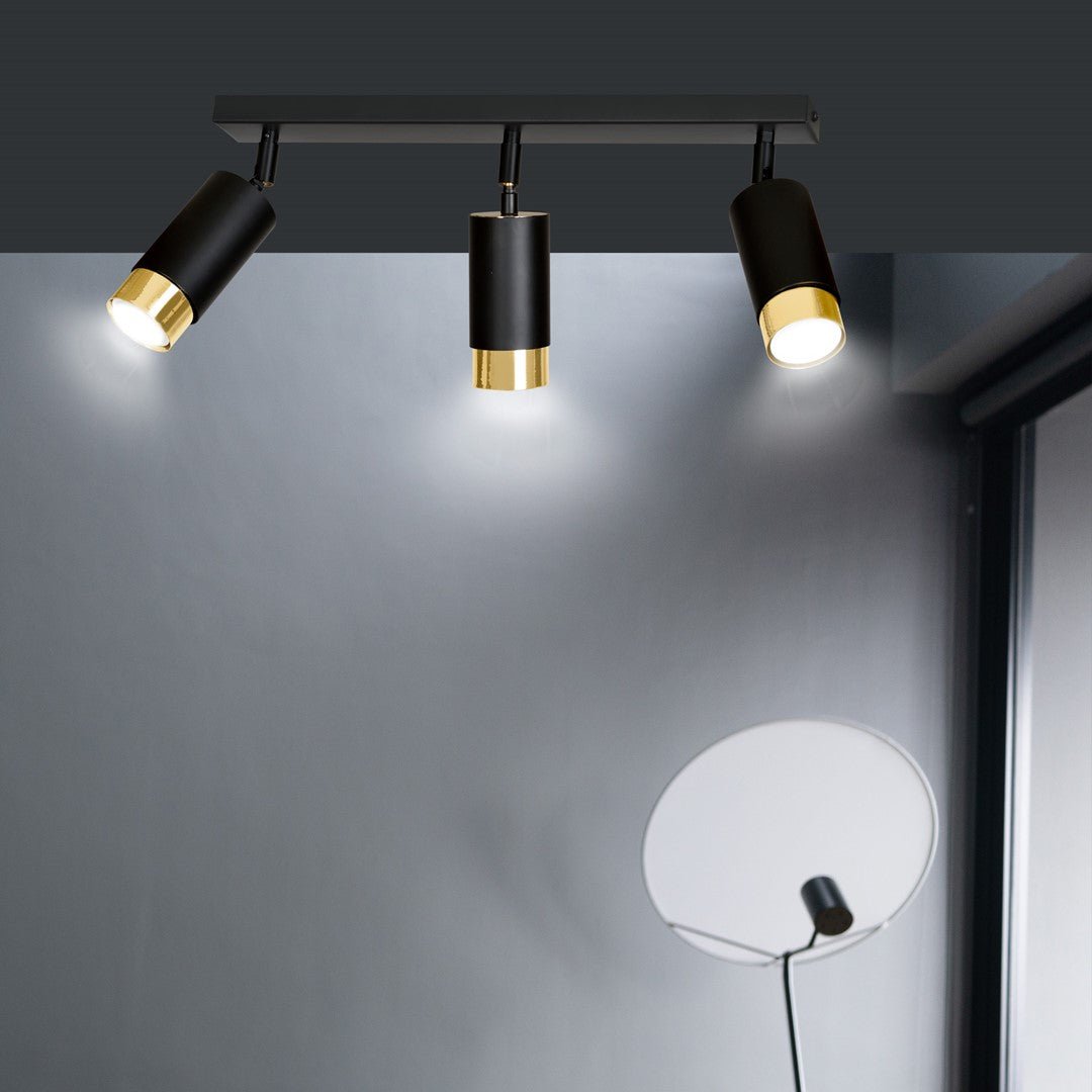 Deckenleuchte Vallant 3 in Schwarz, Gold, 3-flammig