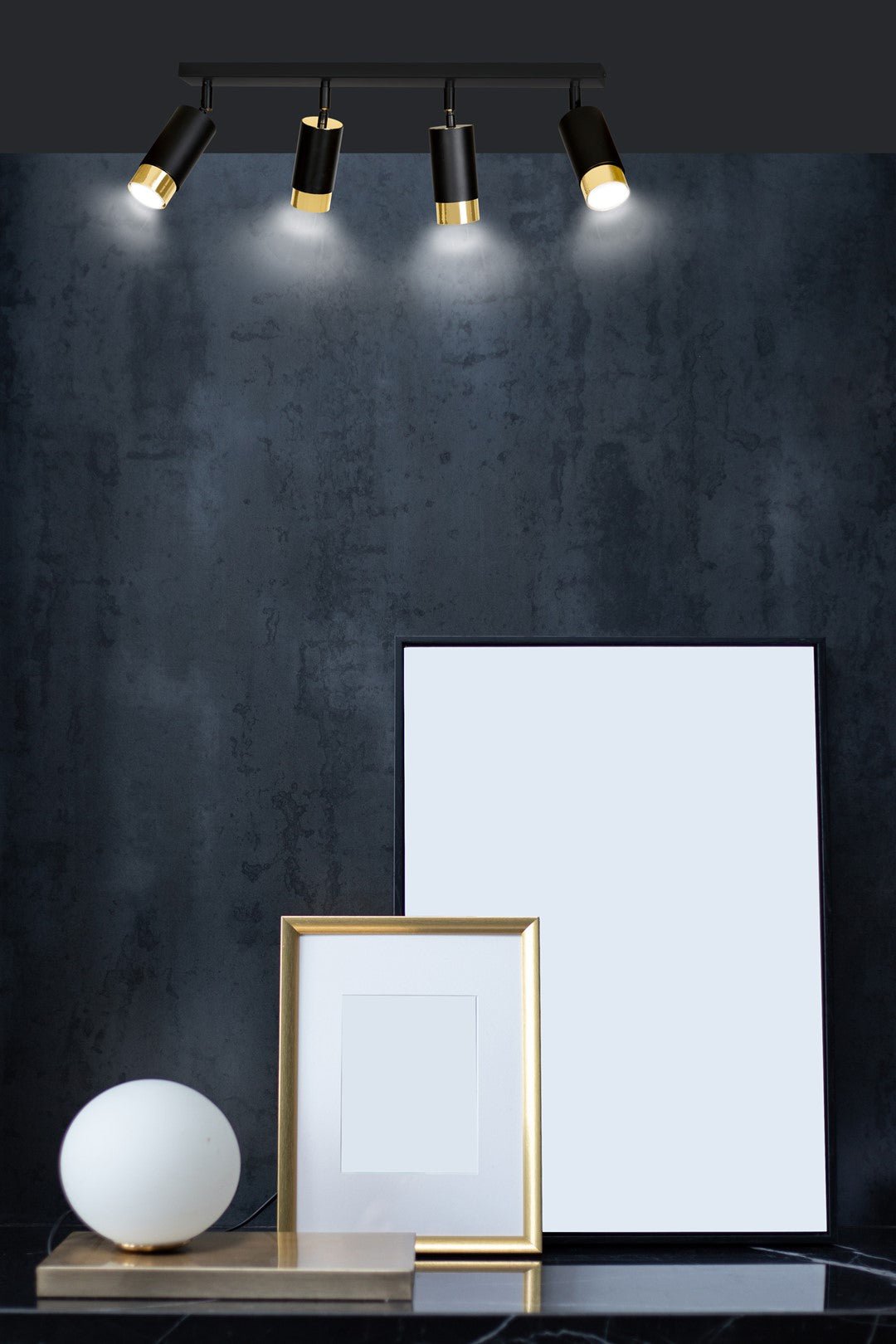 Deckenleuchte Vallant 4 in Schwarz, Gold, 4-flammig