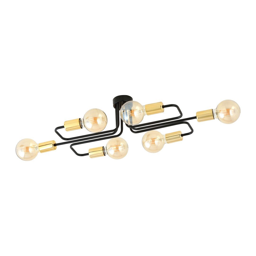 Deckenleuchte Verve 6A in Schwarz, Gold, 6-flammig