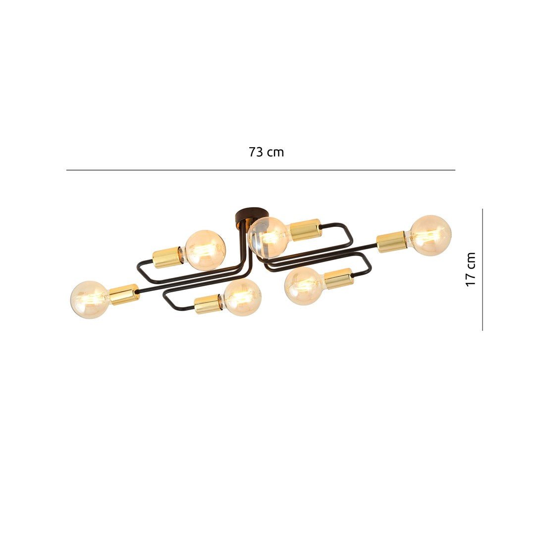 Deckenleuchte Verve 6A in Schwarz, Gold, 6-flammig