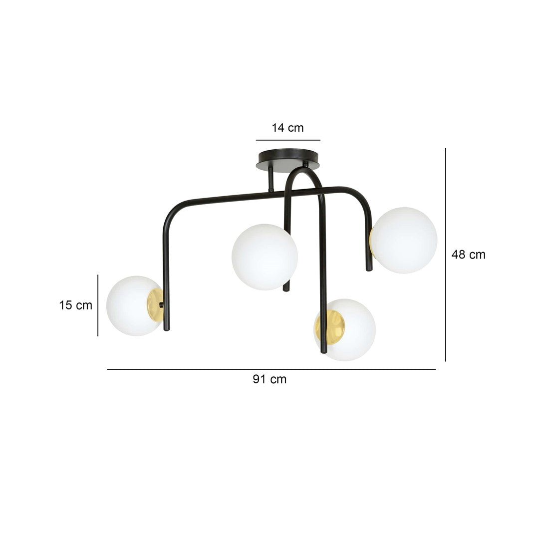 Deckenleuchte Viking 4B in Schwarz, Gold, Weiß, 4-flammig