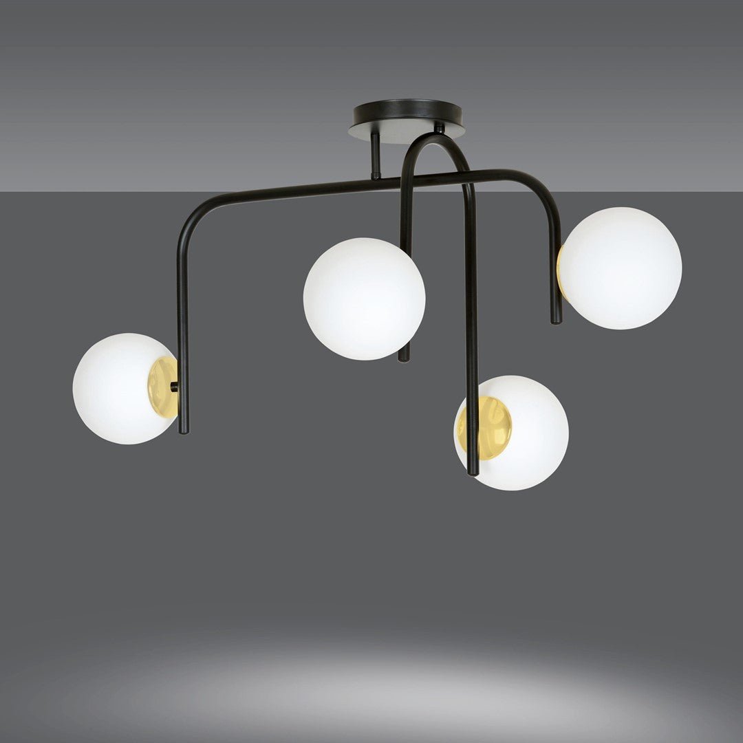 Deckenleuchte Viking 4B in Schwarz, Gold, Weiß, 4-flammig