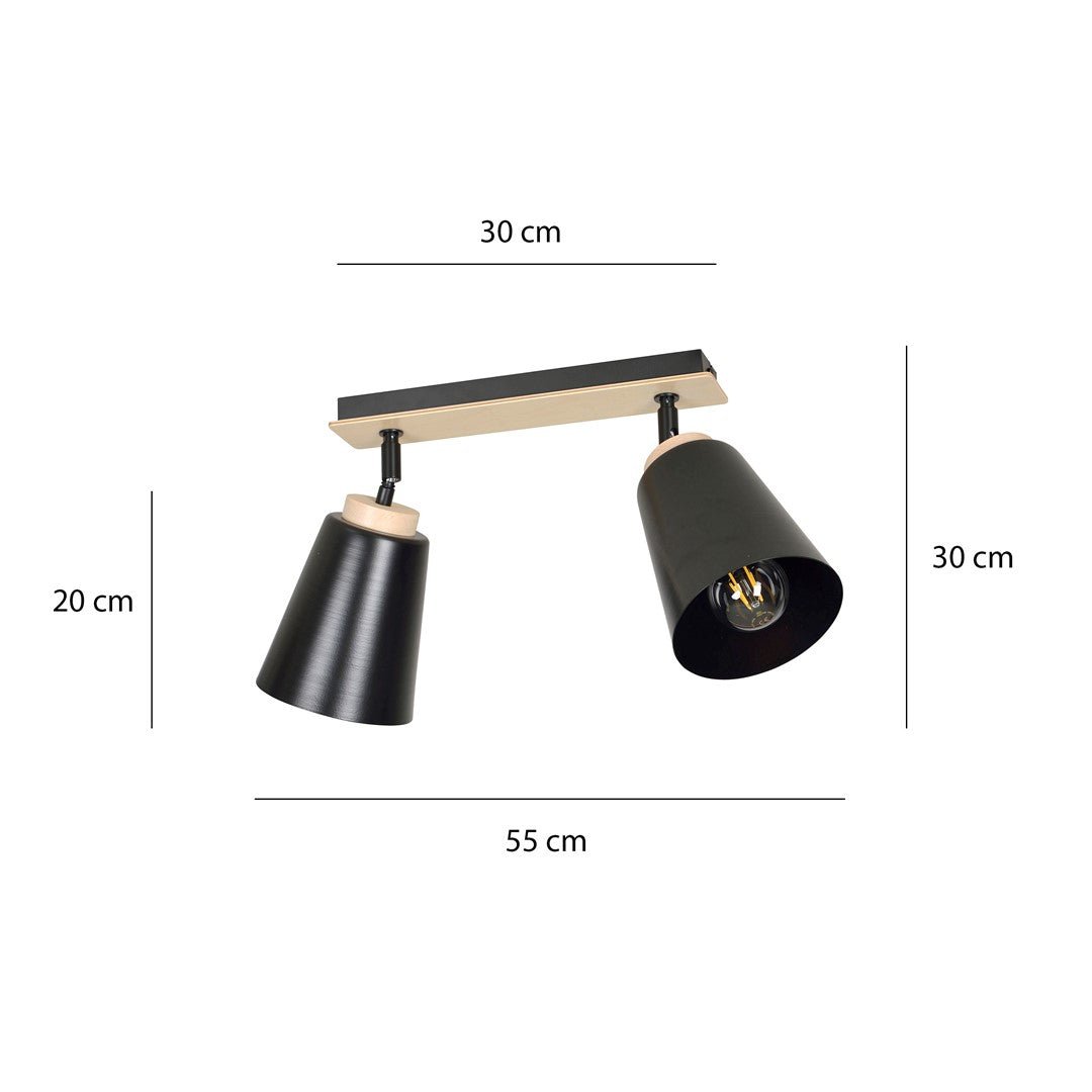 Deckenleuchte Voyage 2 in Schwarz, 2-flammig