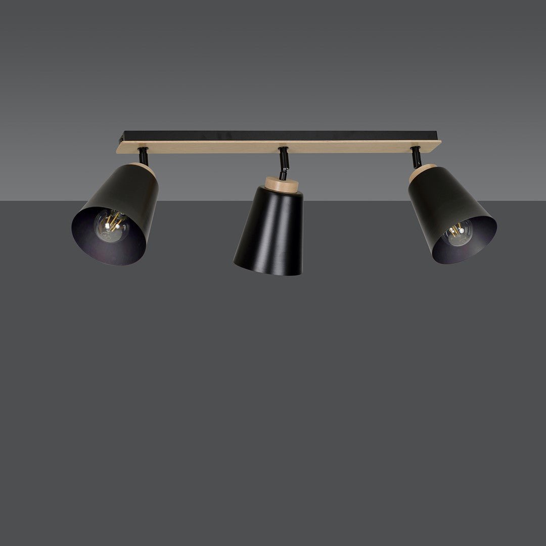 Deckenleuchte Voyage 3 in Schwarz, 3-flammig