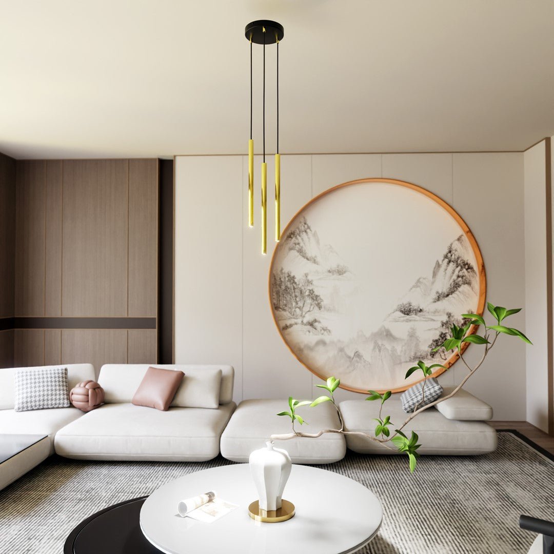 Hängeleuchte Aero 3 Premium in Schwarz, Gold, 3-flammig