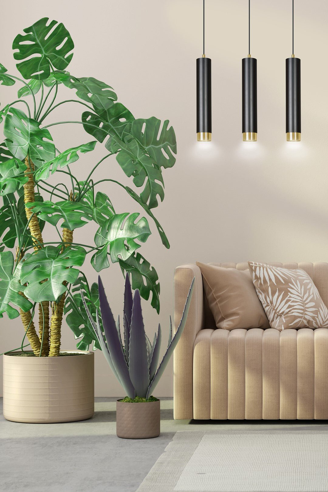 Hängeleuchte Aspire 3 in Schwarz, Gold, 3-flammig