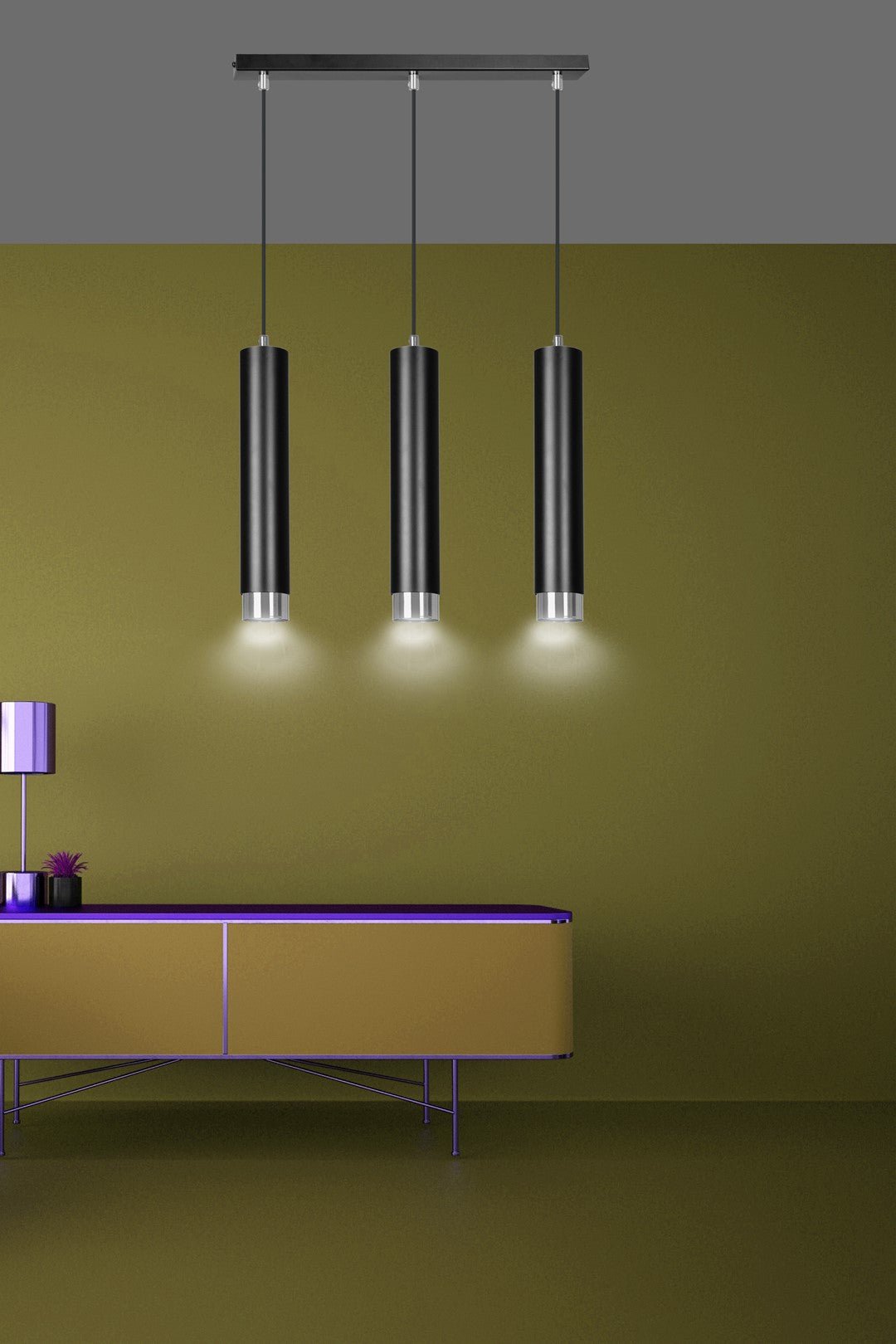 Hängeleuchte Aspire 3 in Schwarz, Silber, 3-flammig