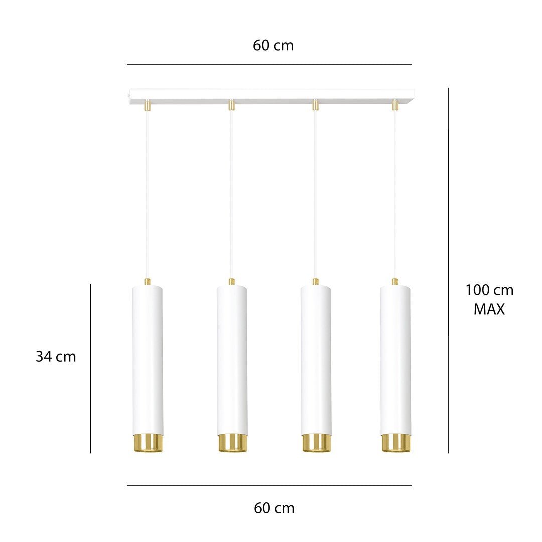 Hängeleuchte Aspire 4 in Weiß, Gold, 4-flammig