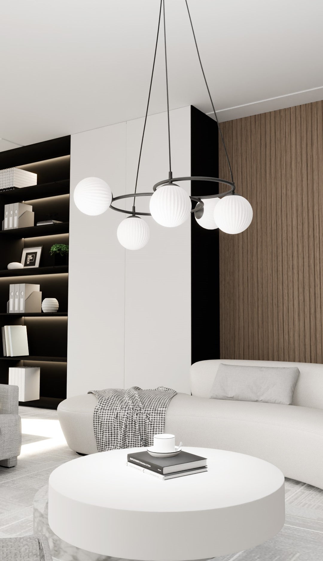 Hängeleuchte Balance 5 in Schwarz, Weiß, 5-flammig