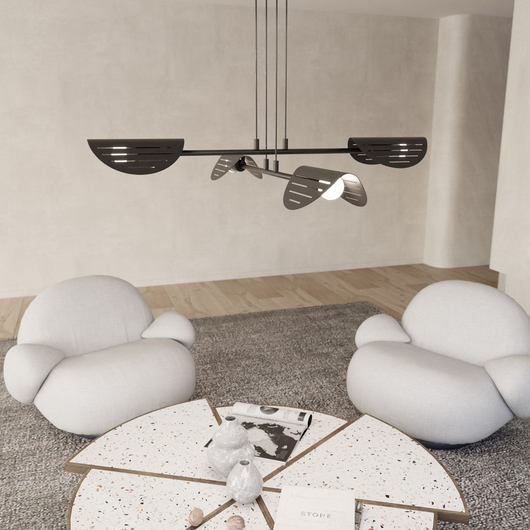 Hängeleuchte Blade 4 in Schwarz, 4-flammig