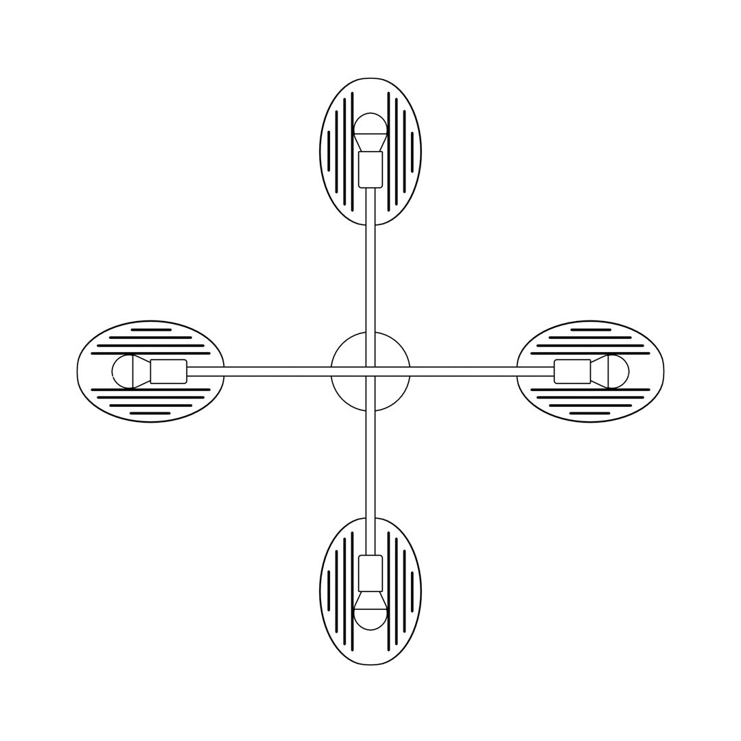 Hängeleuchte Blade 4 in Schwarz, 4-flammig