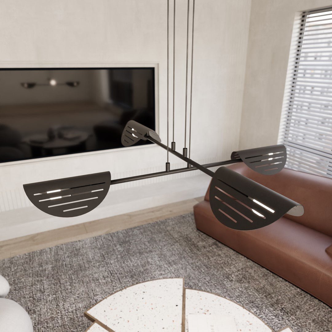 Hängeleuchte Blade 4 in Schwarz, 4-flammig