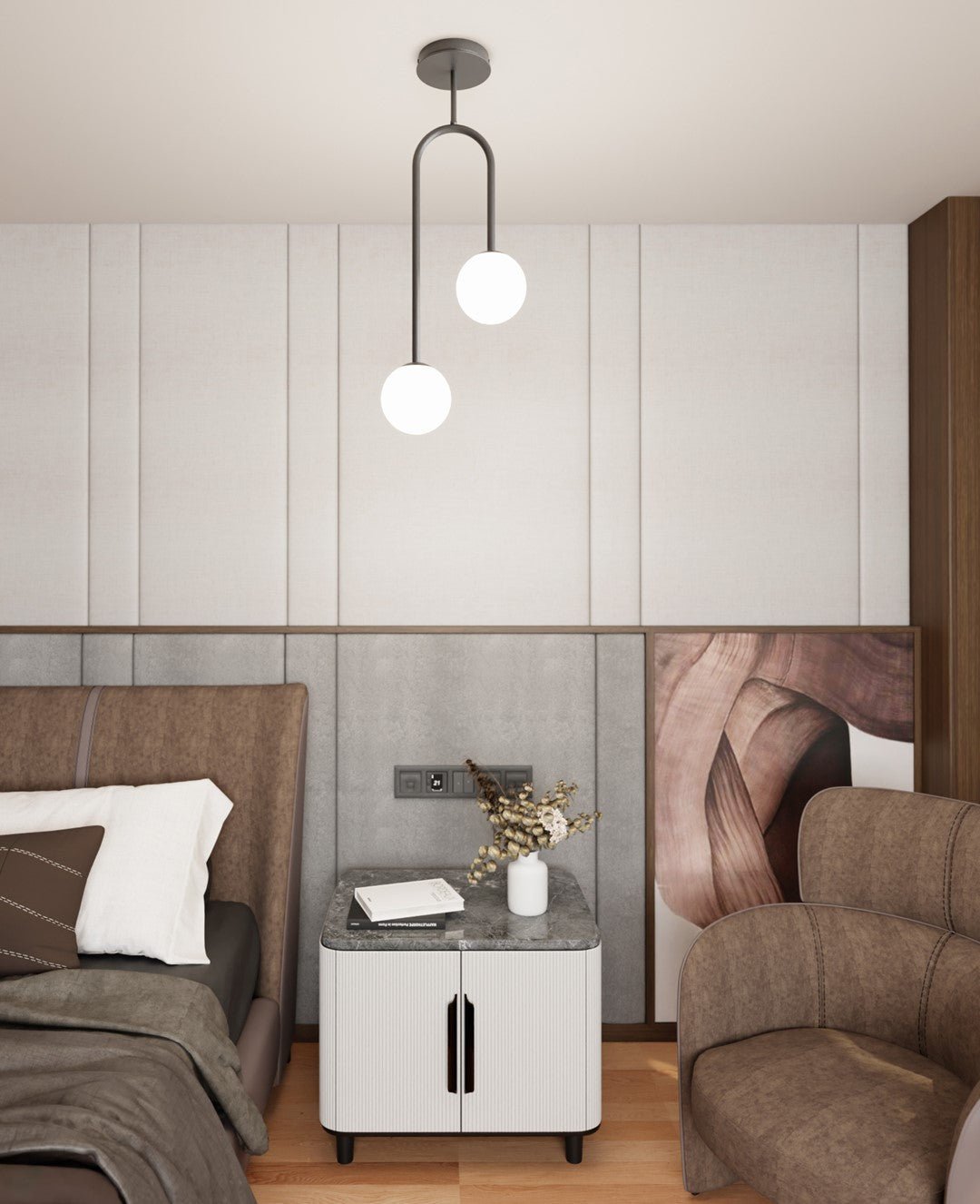 Hängeleuchte Celeste 2 in Schwarz, Weiß, 2-flammig