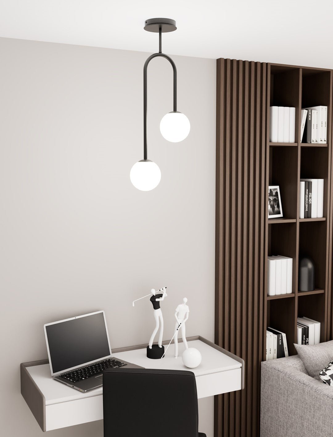 Hängeleuchte Celeste 2 in Schwarz, Weiß, 2-flammig