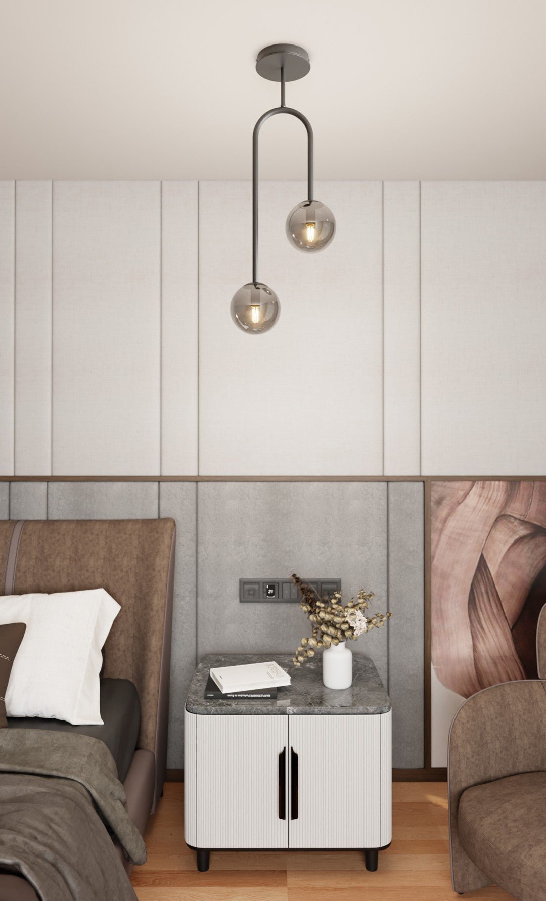 Hängeleuchte Celeste 2 in Schwarz, Graphit, 2-flammig