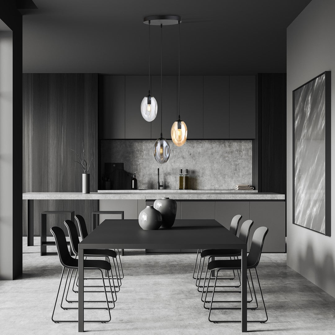 Hängeleuchte Celestial 3 Premium in Schwarz, Graphit, Bernstein, 3-flammig