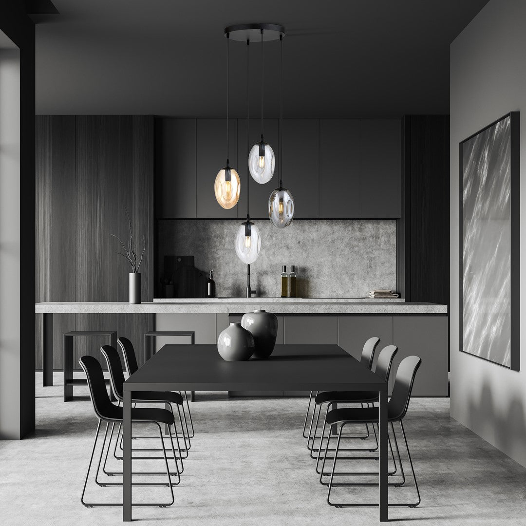 Hängeleuchte Celestial 4 Premium in Schwarz, Graphit, Bernstein, 4-flammig