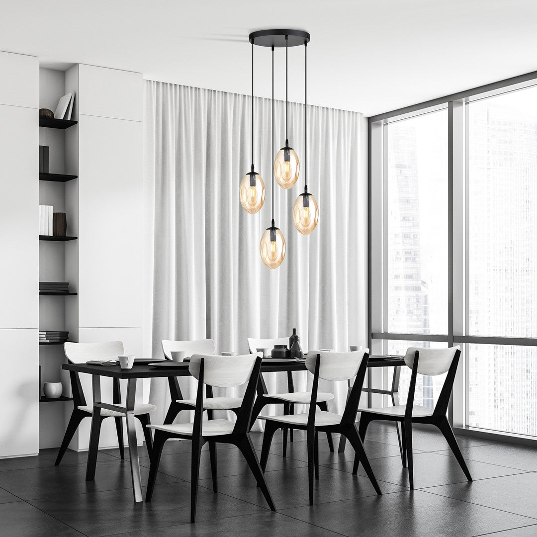 Hängeleuchte Celestial 4 Premium in Schwarz, Bernstein, 4-flammig