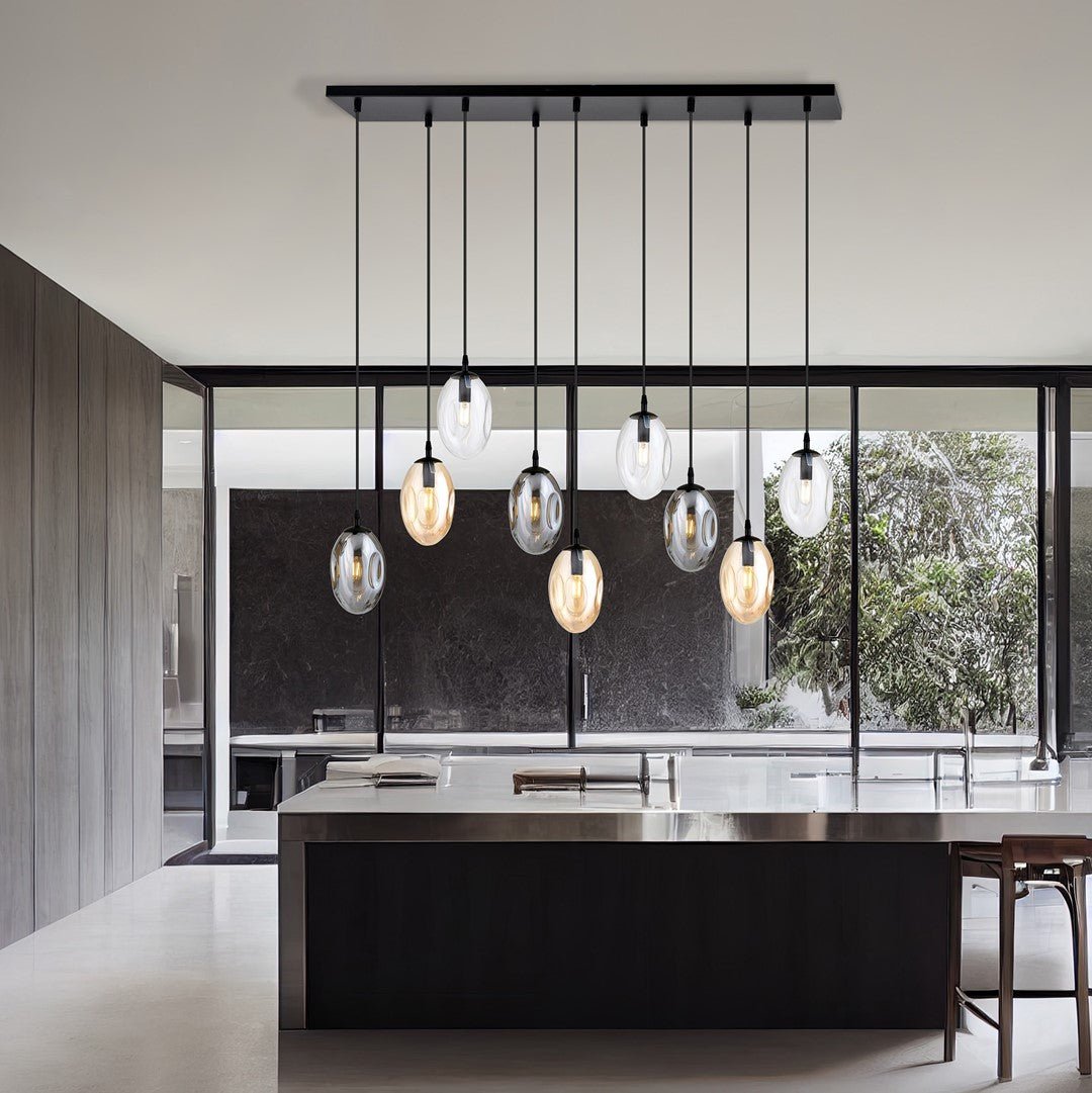 Hängeleuchte Celestial 9 in Schwarz, Graphit, Bernstein, 9-flammig