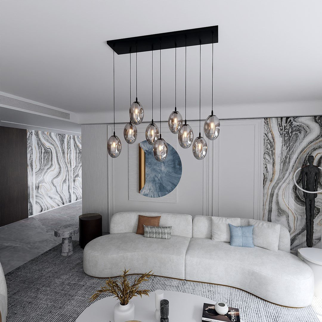 Hängeleuchte Celestial 9 in Schwarz, Graphit, 9-flammig