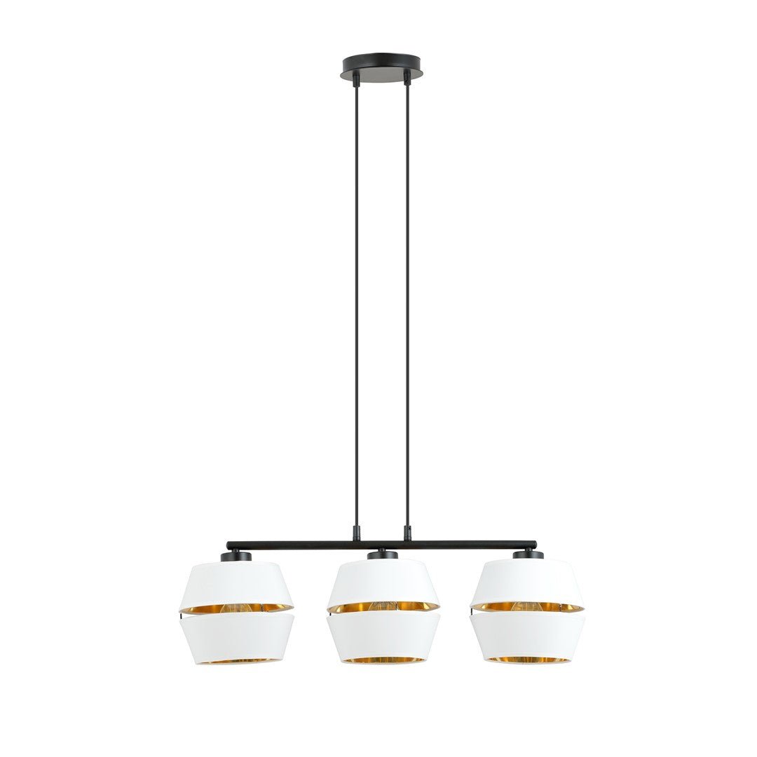 Hängeleuchte Charm 3 in Schwarz, Weiß, Gold, 3-flammig