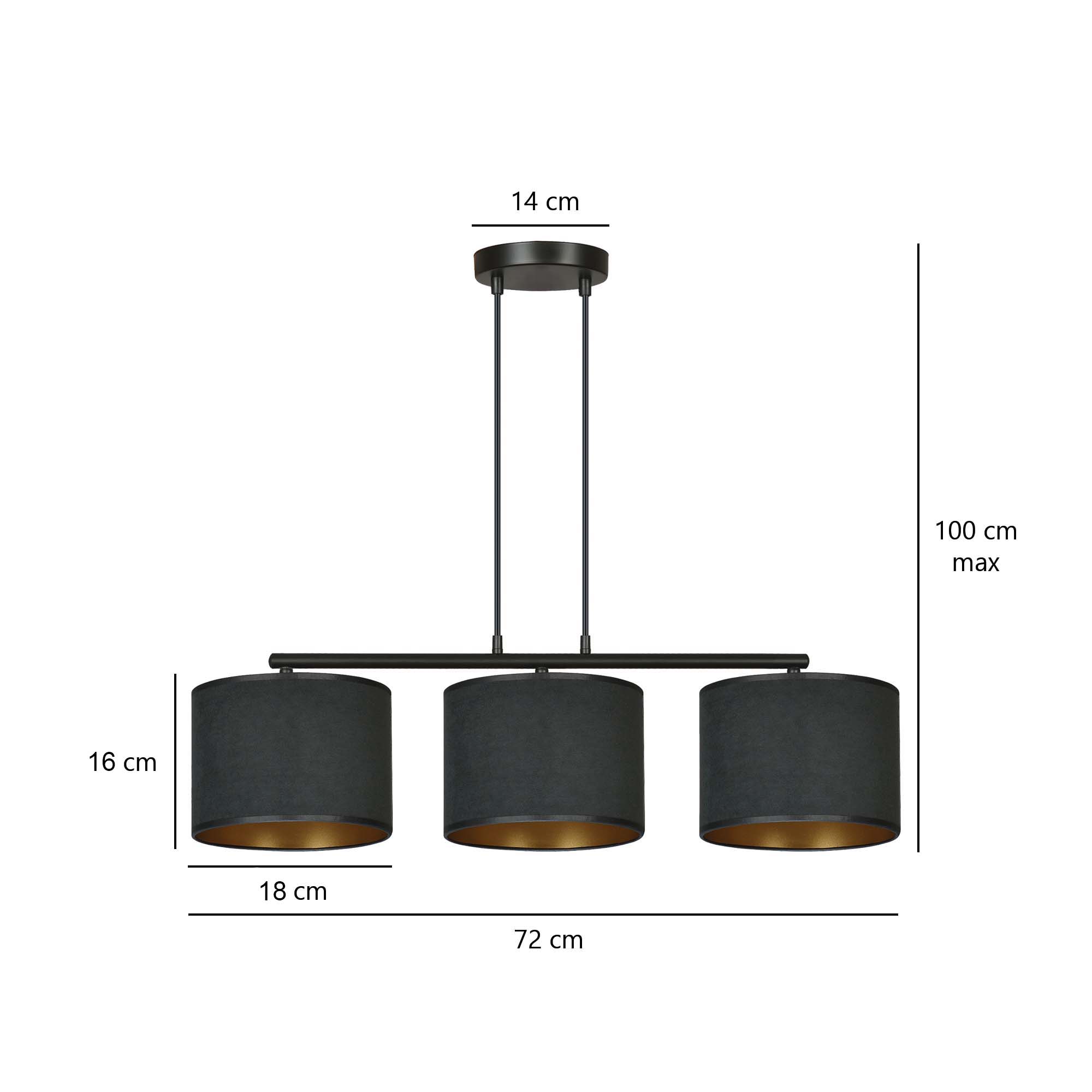 Hängeleuchte Crest 3 in Schwarz, 3-flammig