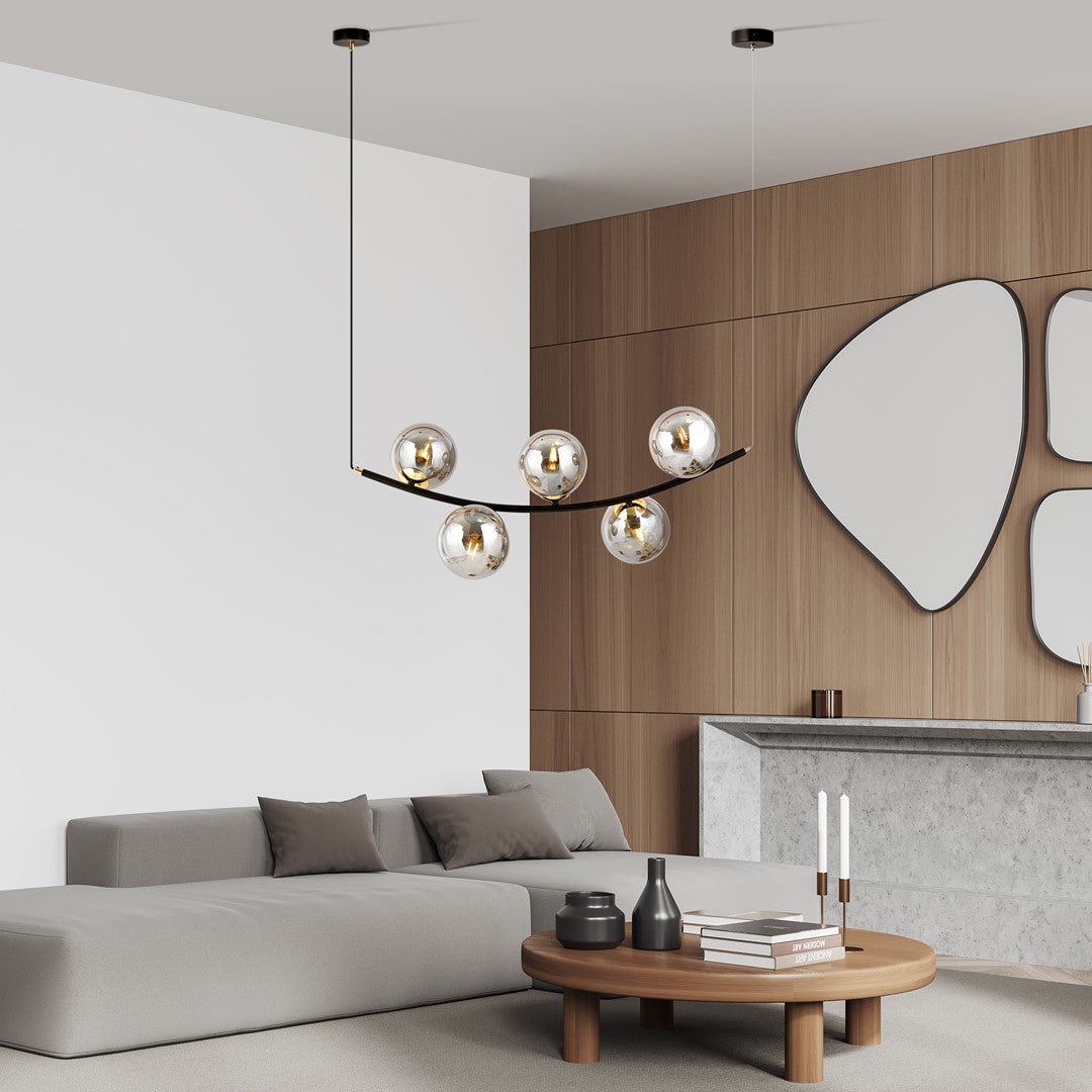 Hängeleuchte Elegance 5 in Schwarz, Gold, Graphit, 5-flammig