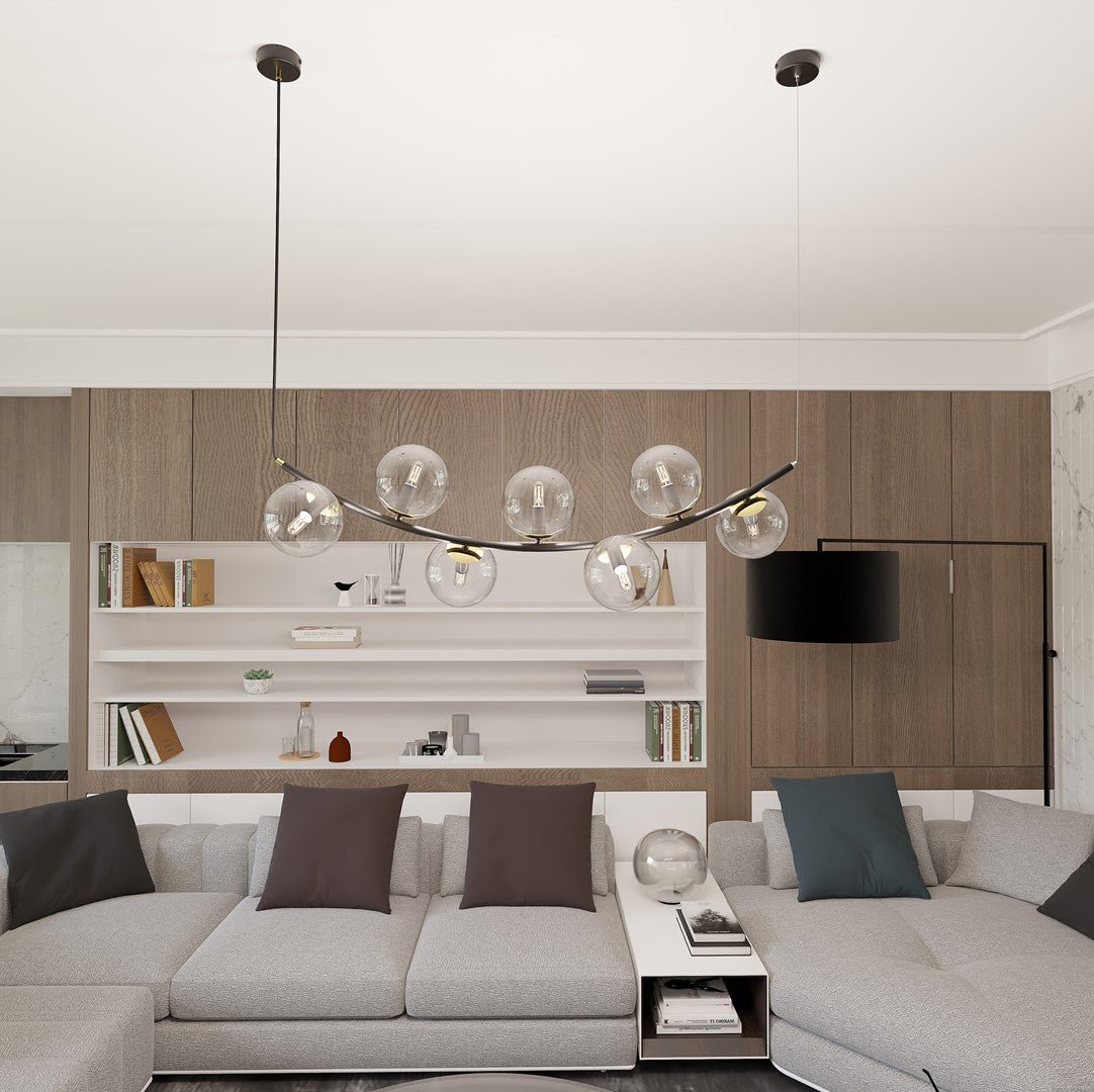 Hängeleuchte Elegance 7 in Schwarz, Gold, 7-flammig