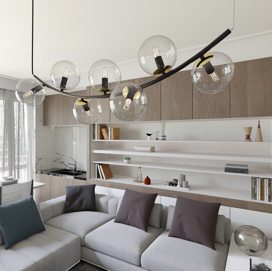 Hängeleuchte Elegance 7 in Schwarz, Gold, 7-flammig