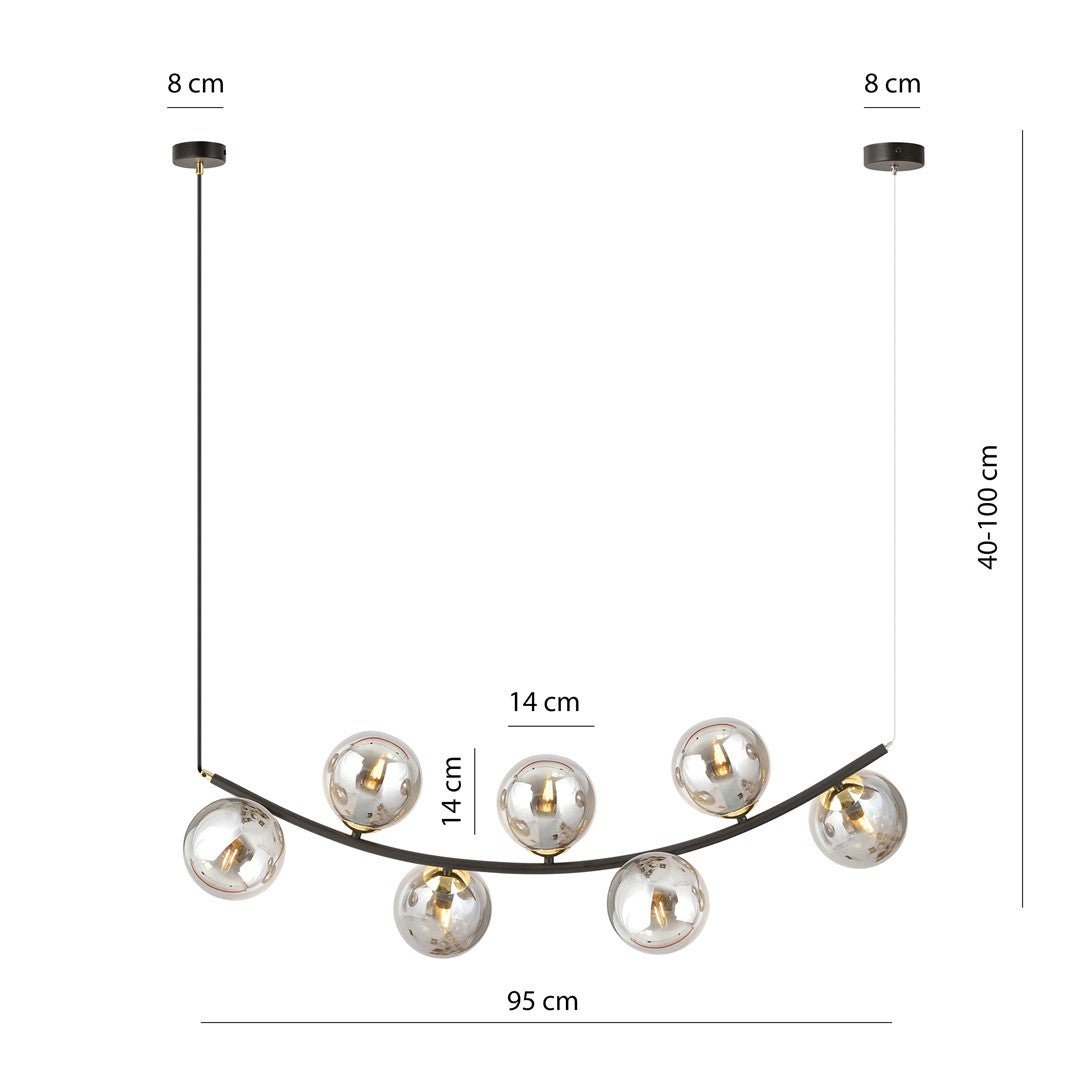 Hängeleuchte Elegance 7 in Schwarz, Gold, Graphit, 7-flammig